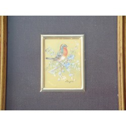 Paljon 4 kultaista puukehystä litografia 23 karaatin kulta lehtiä