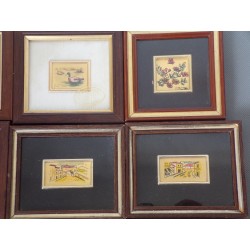 Veel van 12 kleine kunstchromolithografie tafels op goudblad