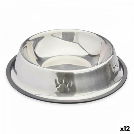 Mangeoire pour chiens Mascow 309 Gris Argenté Caoutchouc Métal 26 x 7 x 26 cm (12 Unités)