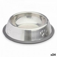 Mangeoire pour chiens Mascow 312 Gris Argenté Caoutchouc Métal 15 x 4 x 15 cm (24 Unités)
