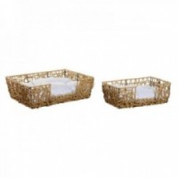 Bed voor binnenlandse dier huis geest wit bruin licht metalen rotan synthetische 50 x 35 x 14 cm (2 stuks)