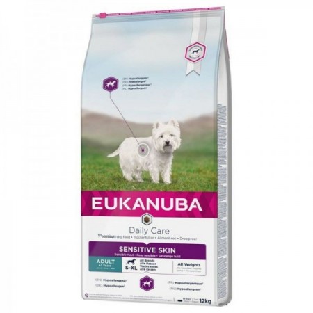 Lebensmittel Eukanuba Tägliche Pflege empfindliche Haut Erwachsene Fische 12 kg