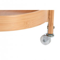 Carro de servicio redondo con ruedas de bambú naturales 44 x 44 x 90 cm