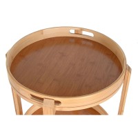 Carro de servicio redondo con ruedas de bambú naturales 44 x 44 x 90 cm