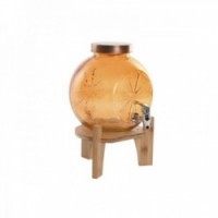 Dispensador de água de 5 l de vidro com montagem de bambu de montagem de bambu laranja