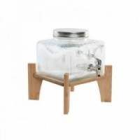 Glass water dispenser with natural bamboo tap and foot - 3.5 l