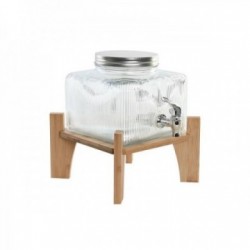 Glass water dispenser with natural bamboo tap and foot - 3.5 l