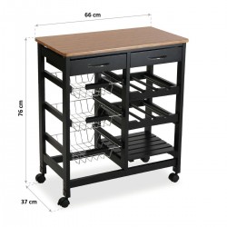 Kitchen Trolley Winnaar met zwarte roulette 37 x 76 x 66 cm