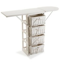 Pedido de muebles Plancha de planchado Madera de mimbre blanco (30 x 85 x 110 cm)