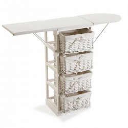 Meuble commande planche à repasser bois osier blanc (30 x 85 x 110 cm)