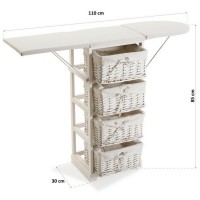 Pedido de muebles Plancha de planchado Madera de mimbre blanco (30 x 85 x 110 cm)