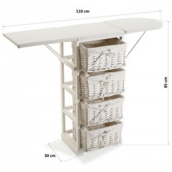 Meuble commande planche à repasser bois osier blanc (30 x 85 x 110 cm)
