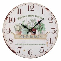 Reloj de pared Cocina redonda Metal "Hierba de jardín" 5 x 28 x 28 cm
