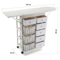 Furniture Order ironing board Wood wicker white 9 drawers Storage (32 x 84 x 121 cm)