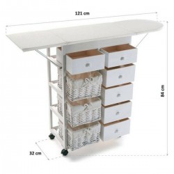 Furniture Order ironing board Wood wicker white 9 drawers Storage (32 x 84 x 121 cm)