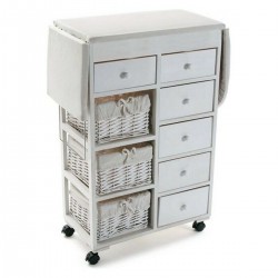 Furniture Order ironing board Wood wicker white 9 drawers Storage (32 x 84 x 121 cm)