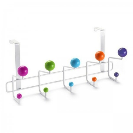 Crochet porte-manteaux métal boules multicolore 5 crochets Crochet porte-manteaux métal boules multicolore 5 crochets