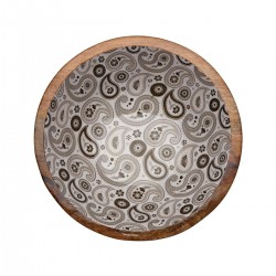 Round salad bowl in mango wood and resin Ø 30 h 7cm