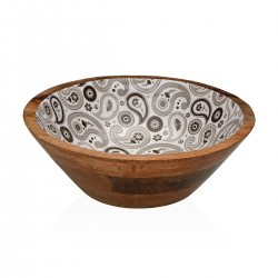 Round salad bowl in mango wood and resin Ø 30 h 7cm