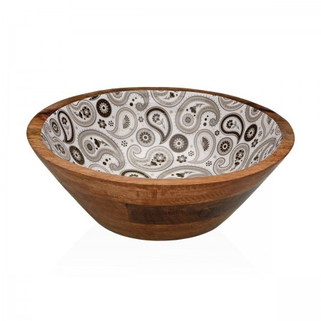 Saladier rond en bois de manguier et résine ø 30 h 7cm Saladier rond en bois de manguier et résine ø 30 h 7cm