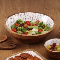 Ensalada redonda de cuenco con mangroke y resina Ø 30 h 10cm