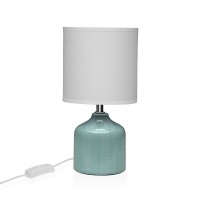 Lámpara de mesa de cerámica azul blanco Pantalla blanca