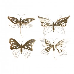 Lote de 4 - decoración de pared mariposa dorada 43 x 2 x 33 cm