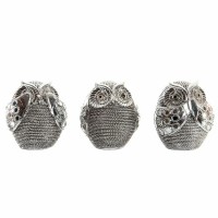 Conjunto de decoración de 3 - Hibou en resina de plata cromada
