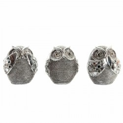 Conjunto de decoración de 3 - Hibou en resina de plata cromada