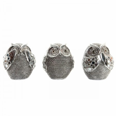 Conjunto de decoración de 3 - Hibou en resina de plata cromada Conjunto de decoración de 3 - Hibou en resina de plata cromada