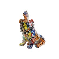 Décoration chien punk en résine multicolore