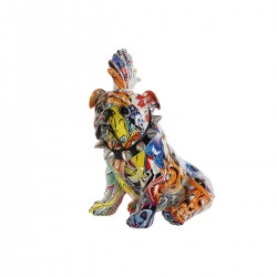 Décoration chien punk en résine multicolore