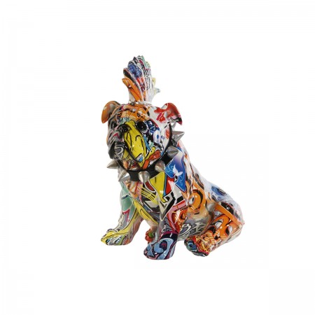 Décoration chien punk en résine multicolore Décoration chien punk en résine multicolore