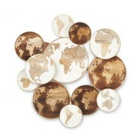 Wanddecoratie Manguer Wood Map 76 x 70 x 5 cm