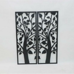 Conjunto de 2 - Decoración de pared Árbol de metal negro (35 x 1.3 x 91 cm)