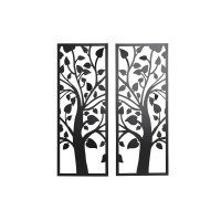 Conjunto de 2 - Decoración de pared Árbol de metal negro (35 x 1.3 x 91 cm)