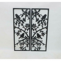 Set de 2 - Decoración de pared Pájaros de metal (35 x 1,3 x 91 cm)