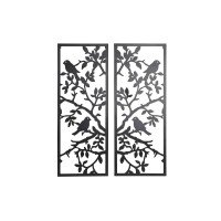 Set de 2 - Decoración de pared Pájaros de metal (35 x 1,3 x 91 cm)