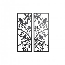 Set de 2 - Decoración de pared Pájaros de metal (35 x 1,3 x 91 cm)