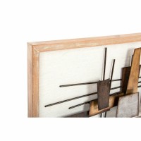 Set of 2 paintings wall decorations abstract natural wood and modern gold metal120 x 40 x 5.5 cm