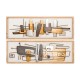 Mucho de 2 pinturas Decoraciones murales Resumen Madera natural y metal Doré Modern120 x 40 x 5,5 cm