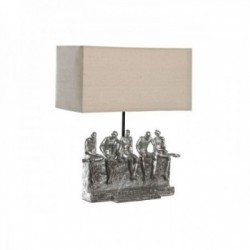 Original stue lampe carving tegn tegn sølv harpiks skygge rektangel beige 36x21,5x43cm
