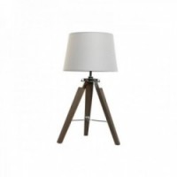Lampe de bureau trépieds en bois style marin abat-jour blanc 36 x 36 x 60 cm