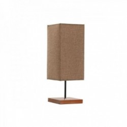 Firkantet sengelampe i tre og lin brun Beige 15 x 15 x 43 cm