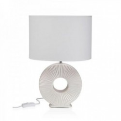 Tischlampe mit runder Keramik weiß 22 x 49 x 32 cm