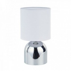 Lampada da comodino in metallo argento 14 x 25 x 14 cm