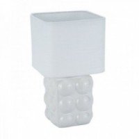 Lampe de bureau carrée Blanc Lin Céramique 16 x 29 cm