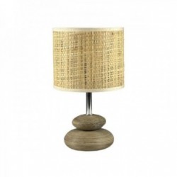 Nachttischlampe Galet Braun Keramik Lampenschirm Rattan 16 x 28 x 16 cm