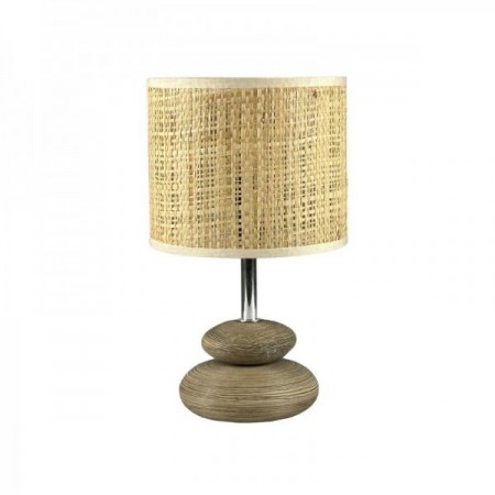 Bedside lamp Galet brown ceramic lampshade rattan 16 x 28 x 16 cm Bedside lamp Galet brown ceramic lampshade rattan 16 x 28 x 16 cm