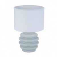 Keramisch bedlampje ronde lampenkap wit 22 x 33 cm
